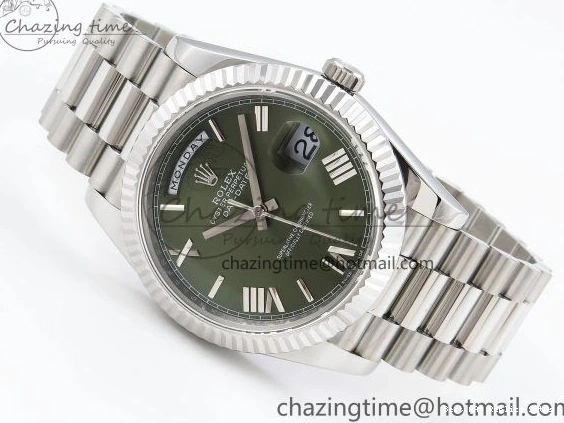 Best AAA Replica Sites Bracelet JDF 1440 V3 904L on TravelReady (Gain President 40 DayDate Weight) Steel VR3255 SS Dial Green Roman 1218